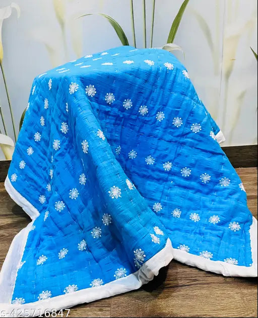 Minjar Handmade Kids Cotton Embroidered Quilt, 42" x 60", ideal for AC room decor and cribs (0-5 years)