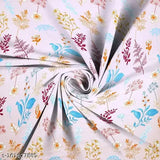 White cotton blend floral fitted double bedsheet with 2 pillow covers, ideal for summer