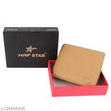 Brown faux leather men's wallet by HRF STAR Designer, features 2 compartments and a sleek modern design. Perfect for gifting or personal use." (103 characters)