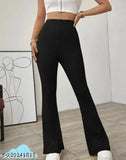 Solid Lycra 333 Rib trouser for women, available in sizes 26, 28, 30, 32, and 34 (India-made)