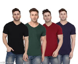 Multicolor cotton Swiftly Men's V-neck T-shirts pack of 4 - S, M, L, XL, XXL sizes for athletic wear