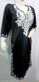 Woolen embroidered kurti, three-quarter sleeves, premium quality wool, knee-length, winter fashion