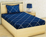 Glace Cotton single bed sheets with pillow cover, 36x78, Indian-made, fitted design in Design 13