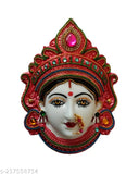 Red polyfibre Goddess Laxmi figurine, 4cm tall and 16.5cm wide, showcasing Mahalakshmi's face for home or office decoration, symbolizing prosperity and wealth