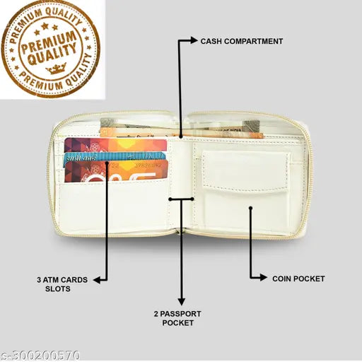 Blue faux leather round zipper wallet, checkered design with card holder and money clip for passport. Perfect stylish gift under $100-200