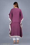 Purple rayon embroidery maxi kaftan, elegant nightdress for women at home or vacation