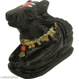 Pure black, polyresin Tej Gifts Nandi Idol for pooja decorative showpiece. Handcrafted statue for home temple or puja room, facing north as per Vastu. Hindu god Shiva's gatekeeper for office/home decoration