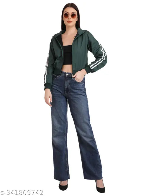 Dripfit Jacket for Women: Self-design net polyester, long sleeves winter wear on model in autumn setting