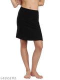 Solid black cotton blend inner short-skirt for women, multiple sizes S-XL