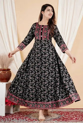 Rayon printed Anarkali kurti, latest fashion from Vandana in vibrant combo - M, L, XL, available