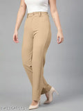 Cotton blend solid trousers for women - modern cut, Indian-made
