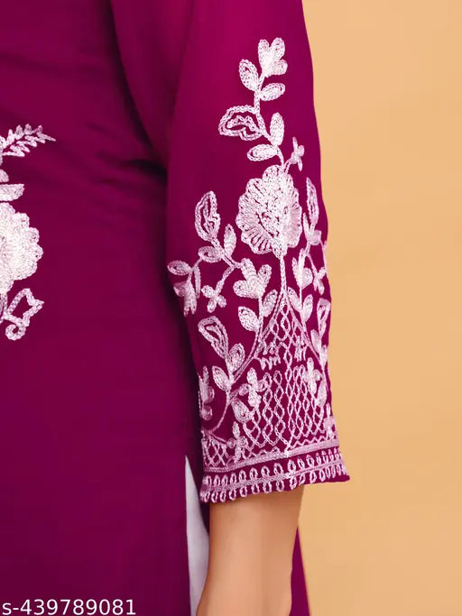 Ethnic Georgette Chikankari Kurtis for Women, three-quarter sleeves, S - XXL, Indian origin