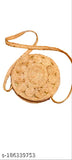Golden jute sling bag, 10x2x10 inches, self-design, free size, Eco-friendly accessory for women