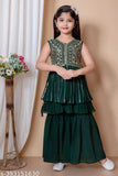Embellished chiffon palazzo set for kids aged 6-9 years, Indian fashion without dupatta