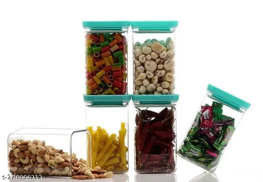 Blue Smart Buy Pushcap airtight plastic fridge storage jars set of 10, ideal for kitchen organization