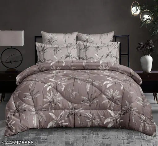 Brown Cotton Blend printed double comforter for heavy winter, ultra-soft and machine washable