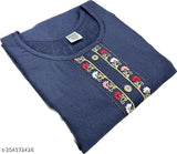 Winter embroidered wool kurti, three-quarter sleeve, solid design, stylish women's wear from India