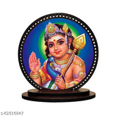 Murugan/Kartikeya wooden dashboard idol, Indian-made religious car decor for positive vibes