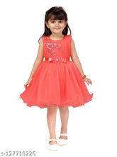 Red net embellished frock dress for girls, India-made party wear (12-18 months, 3-4 years, 4-5 years, 5-6 years)