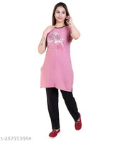 American Pie women's round neck half sleeve cotton nightsuit, solid color, super comfortable