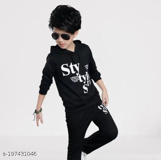 Boys stylish cotton hoodie and lower set pack of 2, printed net pattern for superhero theme, trendy clothing for all seasons