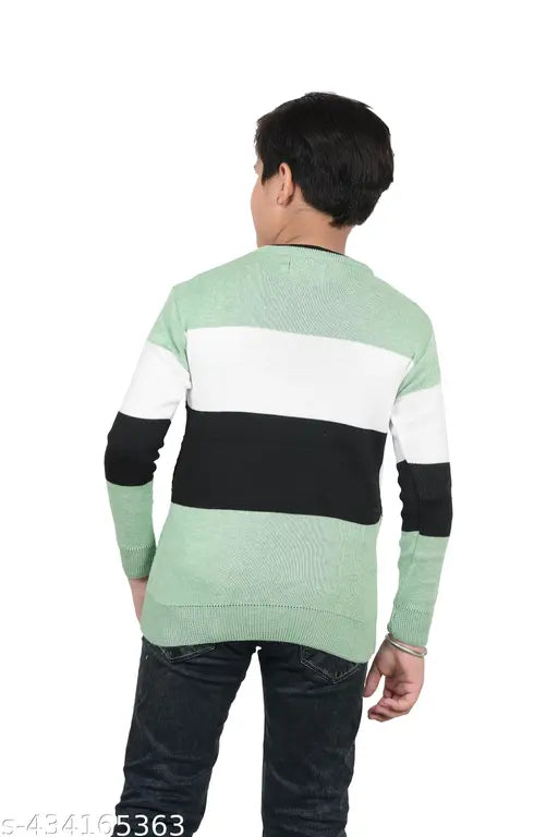 Wool striped sweater for boys, fancy and elegant, 7-8 years size (chest size: 30in), made in India