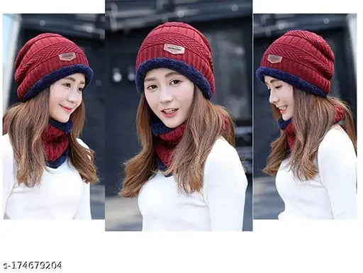 Arcylic cap neck set, onesize with face cover. 100% soft acrylic and fleece lined for extra warmth. Winter-ready accessory for outdoor activities like hiking, skiing, cycling. Made in India