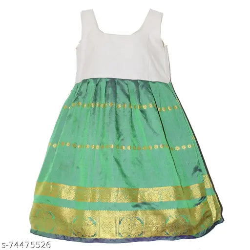 Embroidered cotton-silk kids' Lehanga Choli with waist belt, Indian traditional festive wear