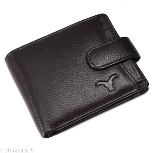 Black leather men's wallet with pen combo, RFID protected, 2 compartments, 5 card slots, and gift box. High-quality full-grain leather, compact size, perfect for everyday use