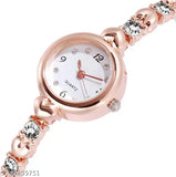 Stainless steel casual gold watches, white dial with transparent design, free size for women