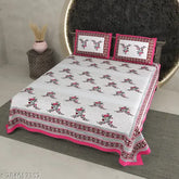 King size cotton bedsheet with 2 pillow covers, botanical print by Riddhi Siddhi Textiles for summer use