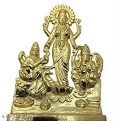 Navy blue brass Laxmi Ganesh Saraswati set figurines (4x4 inch) - Indian home decor, Anniversary, Diwali, wedding gifts