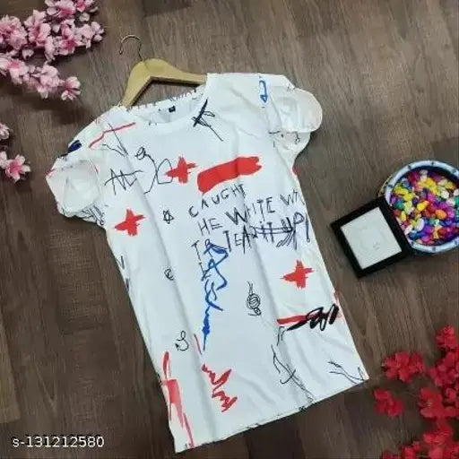 Men's Lycra t-shirt with short sleeves, featuring digital print of random words. Ideal for modern fashion and comfortable wear. Made in India