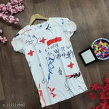 Men's Lycra t-shirt with short sleeves, featuring digital print of random words. Ideal for modern fashion and comfortable wear. Made in India