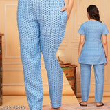 Women's trendy rayon printed night suit set for women and girls, high-demand coord set