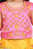 Cotton and cotton blend embroidered lehenga with net dupatta for kids, solid pattern, size: 18-24 months, Indian origin