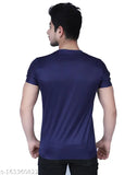 Blue & Grey Nylon Lycra Half-Sleeve Sport T-shirt for Men & Boys (Trendy design, breathable, machine washable)