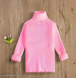 Wool baby pink high neck sweater for boys and girls winter, solid pattern, various sizes from 0-3 months to 6-7 years, Indian origin