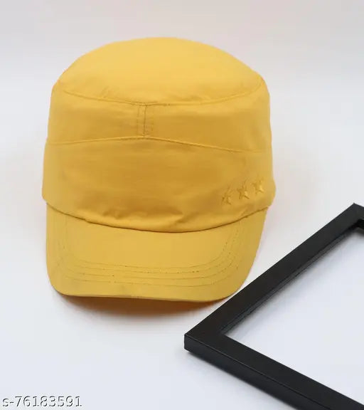 Gold embroidered cotton baseball cap, Parachute Gold 3 Star Dabba, Indian handcrafted design