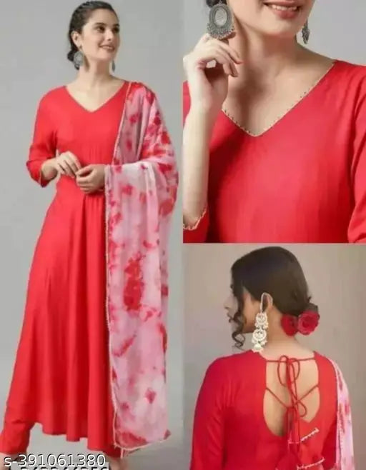 Rayon Indian gown, trending solid net three-quarter sleeve dress in XS-XXXL sizes