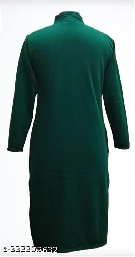 Woolen ladies free size kurti, single side pocket, checkered pattern. Premium wool for women's fashionable style and warmth