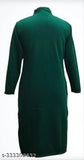 Woolen ladies free size kurti, single side pocket, checkered pattern. Premium wool for women's fashionable style and warmth