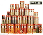 Rose gold Corzona airtight unbreakable kitchen storage container set, pack of 30 with various capacities (250ml, 350ml, 650ml, 1200ml, 2000ml)