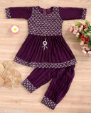 Indian sharara set for festival & wedding, embroidered georgette anarkali dress with three-quarter sleeves for toddlers and kids