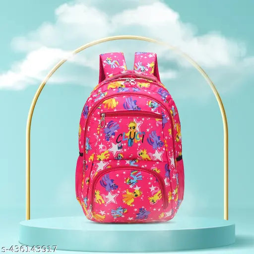 Modern fashion Canvas Net backpack, free size, pink color with two main compartments and multiple pockets for daily essentials