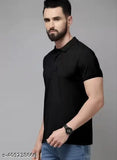 Stylish black cotton-blend polo t-shirt, short sleeves for men and women