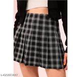 Cotton-blend checked net western skirt for women, size 24-32, Indian craftsmanship showcased