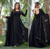 Georgette floral print maxi dress, long sleeves, Indian-style Kurta with dupatta for women's party wear or casual events