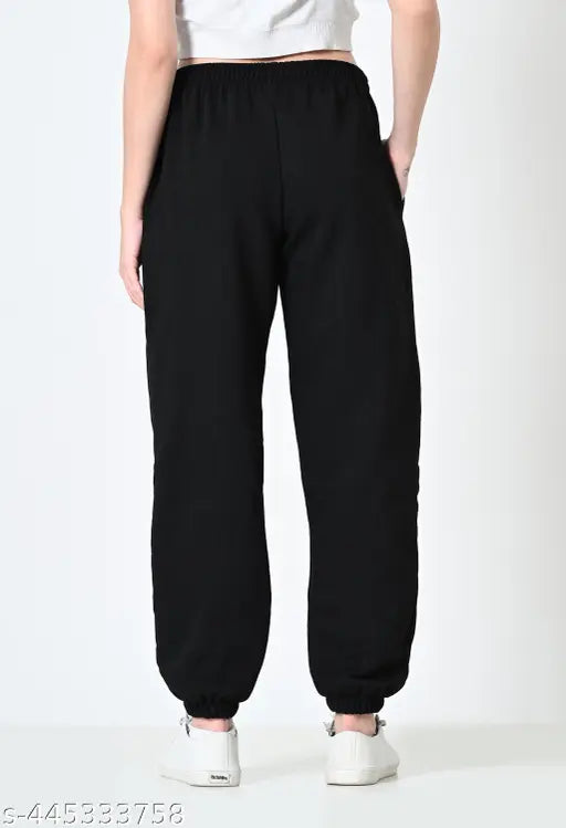 Grey heavy weight winter jogger track pants with 2 pockets, loose fit for women's casual wear, India origin