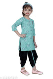 Hariyal Creation Rama green designer checked Patiala suit for girls - cotton silk anarkali style partywear, size 3-4 years